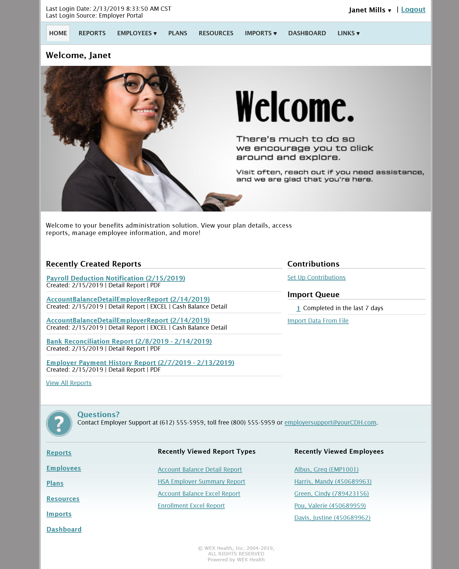 Employer Portal Home Page